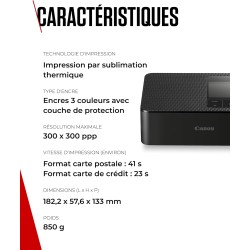 Canon SELPHY CP1500 Imprimante Photo Portable – Impression sans Fil, Impressions Durables, Connectivité USB-C & Carte SD – Impri