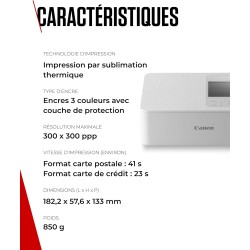 Canon SELPHY CP1500 Imprimante Photo Portable – Impression sans Fil, Impressions Durables, Connectivité USB-C & Carte SD – Impri