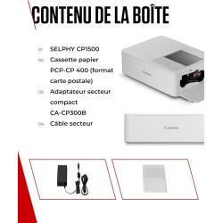 Canon SELPHY CP1500 Imprimante Photo Portable – Impression sans Fil, Impressions Durables, Connectivité USB-C & Carte SD – Impri
