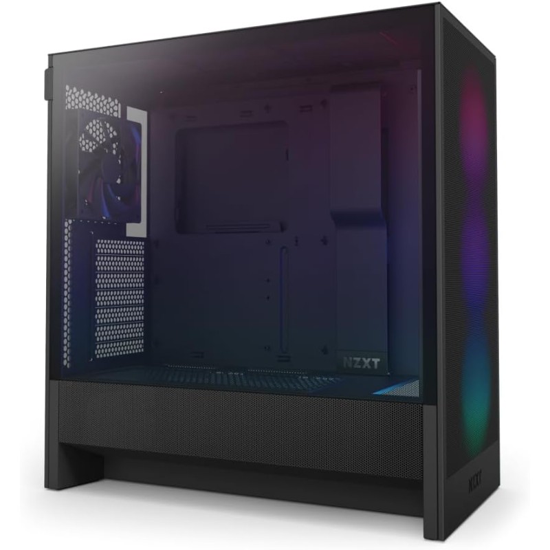 NZXT H5 Flow RGB - Boîtier de PC Gaming Compact Moyen Tour ATX - Flux d'air élevé - F360 RGBCore (CV) Inclus - Support de radiat