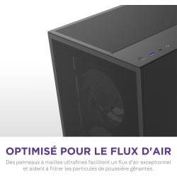 NZXT H5 Flow RGB - Boîtier de PC Gaming Compact Moyen Tour ATX - Flux d'air élevé - F360 RGBCore (CV) Inclus - Support de radiat