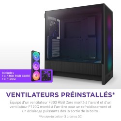 NZXT H5 Flow RGB - Boîtier de PC Gaming Compact Moyen Tour ATX - Flux d'air élevé - F360 RGBCore (CV) Inclus - Support de radiat