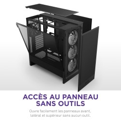 NZXT H5 Flow RGB - Boîtier de PC Gaming Compact Moyen Tour ATX - Flux d'air élevé - F360 RGBCore (CV) Inclus - Support de radiat