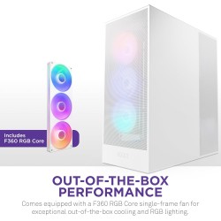 NZXT H7 Flow RGB - Boîtier PC ATX Moyen Format - Ventilateurs RGB - Ventilateur RGB Struct. Unique 360 mm Inclus - Gestion des c