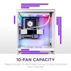 NZXT H7 Flow RGB - Boîtier PC ATX Moyen Format - Ventilateurs RGB - Ventilateur RGB Struct. Unique 360 mm Inclus - Gestion des c