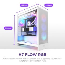 NZXT H7 Flow RGB - Boîtier PC ATX Moyen Format - Ventilateurs RGB - Ventilateur RGB Struct. Unique 360 mm Inclus - Gestion des c