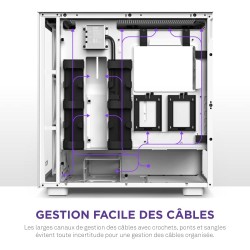 NZXT H7 Elite Blanc – CM-H71EW-02 - Boîtier Gaming Compact - Airflow élevé – Panneaux Avant et latéral en Verre trempé – Cable M