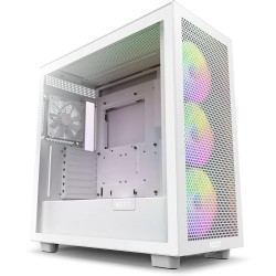 NZXT H7 Flow RGB Blanc - CM-H71FW-R1 - Boîtier Gaming Compact – Airflow élevé – Panneau latéral en Verre trempé – Cable Manageme