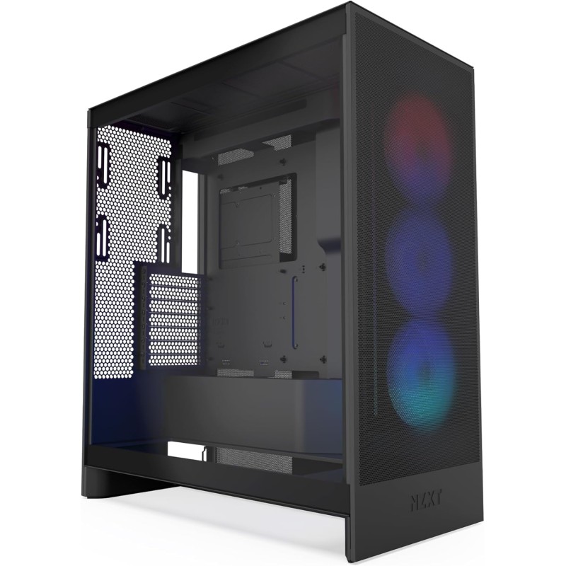 NZXT H7 Flow RGB - Boîtier PC ATX Moyen Format - Ventilateurs RGB - Ventilateur RGB Struct. Unique 360 mm Inclus - Gestion des c