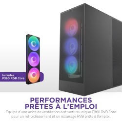 NZXT H7 Flow RGB - Boîtier PC ATX Moyen Format - Ventilateurs RGB - Ventilateur RGB Struct. Unique 360 mm Inclus - Gestion des c