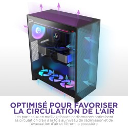 NZXT H7 Flow RGB - Boîtier PC ATX Moyen Format - Ventilateurs RGB - Ventilateur RGB Struct. Unique 360 mm Inclus - Gestion des c