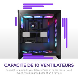 NZXT H7 Flow RGB - Boîtier PC ATX Moyen Format - Ventilateurs RGB - Ventilateur RGB Struct. Unique 360 mm Inclus - Gestion des c