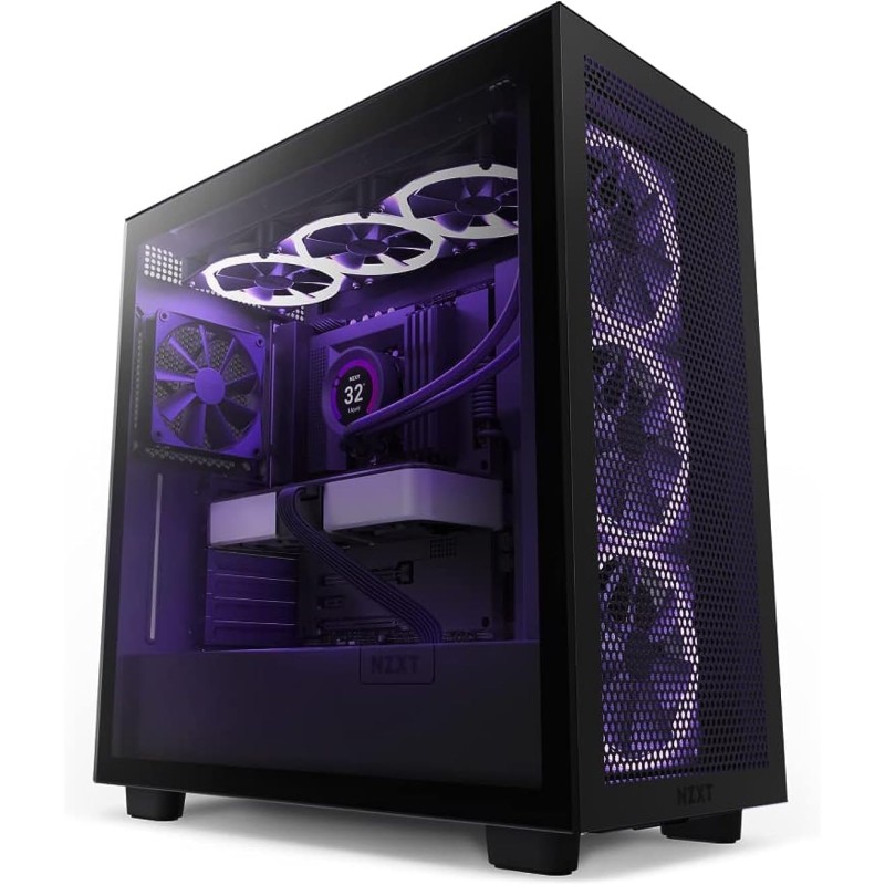 NZXT H7 Flow - CM-H71FB-01 - Boîtier PC Gaming Moyenne Tour ATX - Port I/O USB Type-C en Façade - Panneau Latéral à Dégagement R