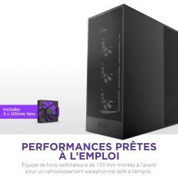 NZXT H7 Flow - Boîtier PC ATX Moyen Format - Refroidissement Optimal - 3 Ventilateurs 120 mm - Radiateur 420 mm - Gestion des câ