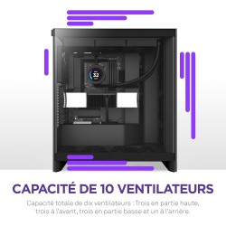NZXT H7 Flow - Boîtier PC ATX Moyen Format - Refroidissement Optimal - 3 Ventilateurs 120 mm - Radiateur 420 mm - Gestion des câ