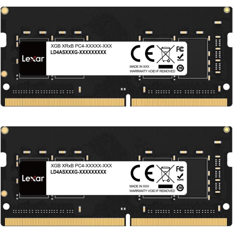 Lexar SODIMM DDR4 RAM Kit 16Go (2x8Go), DRAM 3200 MHz, RAM DDR4 SODIMM pour ordinateur portable 260-Pin SO-DIMM, Mémoire RAM, Me