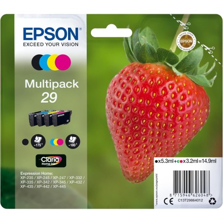 Epson Multipack 29 Fraise, Cartouches d'encre d'origine, 4 couleurs: Noir, Cyan, Magenta, Jaune, XP-235 XP-243 XP-245 XP-247 XP-