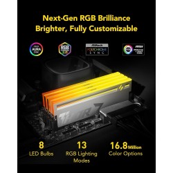 Lexar Thor Z Series RGB DDR5 RAM DDR5 32Go Kit (2x16Go) 6000 MHz CL36, DRAM UDIMM 288-Pin PC Mémoire RAM de Bureau, Mémoire Ordi