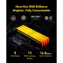 Lexar Thor Z Series RGB DDR5 RAM DDR5 32Go Kit (2x16Go) 6000 MHz CL36, DRAM UDIMM 288-Pin PC Mémoire RAM de Bureau, Mémoire Ordi