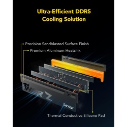 Lexar Thor Z Series RGB DDR5 RAM DDR5 32Go Kit (2x16Go) 6000 MHz CL36, DRAM UDIMM 288-Pin PC Mémoire RAM de Bureau, Mémoire Ordi