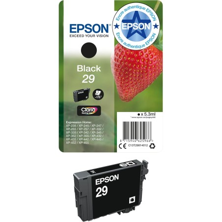 Epson 29 Fraise Noir, Cartouche d'encre d'origine, XP-235 XP-243 XP-245 XP-247 XP-255 XP-257 XP-332 XP-335 XP-342 XP-345 XP-352 