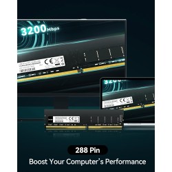 Lexar UDIMM RAM DDR4 32Go, 3200 MHz Mémoire, DRAM 288-Pin U-DIMM pour PC, Desktop, Computer, Memoire Haute Performance, Module R