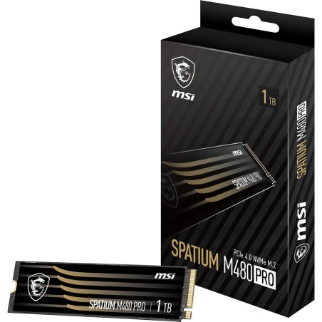 MSI SPATIUM M480 Pro PCIe 4.0 NVMe M.2 1TB - Disque SSD Interne 1 to, PCIe 4.0 NVMe M.2, Lecture 7400 MB/s & Écriture 6000 MB/s,