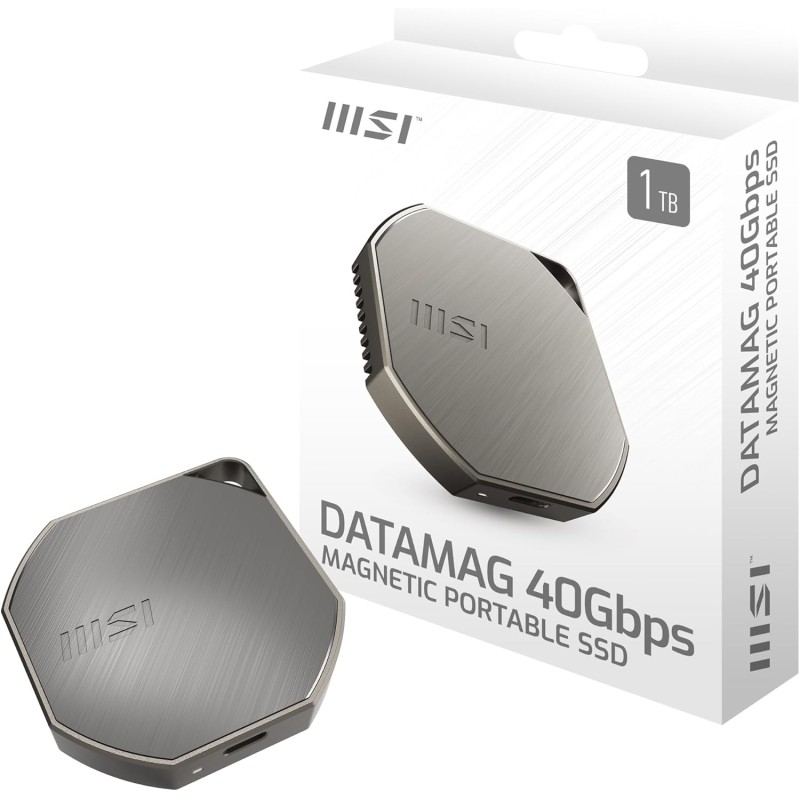 MSI DATAMAG 40Gbps 1TB - Disque SSD Externe Portable magnétique USB Type-C pour PC/Mac/iPhone/Android/Console, Capacité 1 to, 40