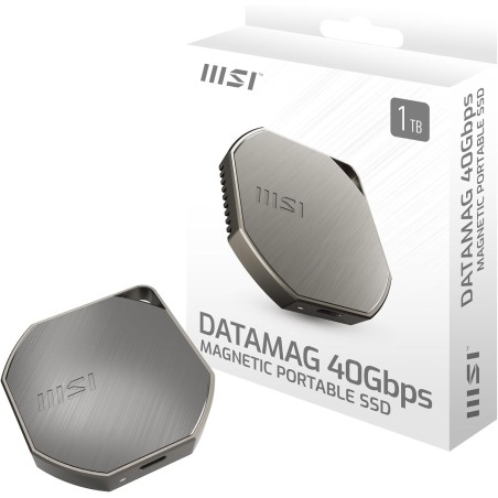 MSI DATAMAG 40Gbps 1TB - Disque SSD Externe Portable magnétique USB Type-C pour PC/Mac/iPhone/Android/Console, Capacité 1 to, 40