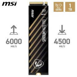 MSI SPATIUM M470 Pro SSD 1TB - Disque SSD Interne 1 to, PCIe 4.0 NVMe M.2, Lecture 6000 MB/s & Écriture 4500 MB/s, 3D NAND, Sécu