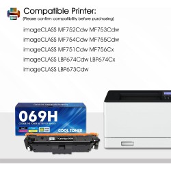 Cool Toner 069H 069 Cartouche de Toner Compatible pour Canon i sensys MF752cdw 069H 069 ImageCLASS MF751Cdw MF753Cdw MF752Cdw MF