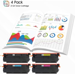 212A Cartouche de Toner: 4-Pack Compatible Remplacement pour HP 212A 212X W2120A W2120X W2121A W2122A W2123A pour Color Laserjet