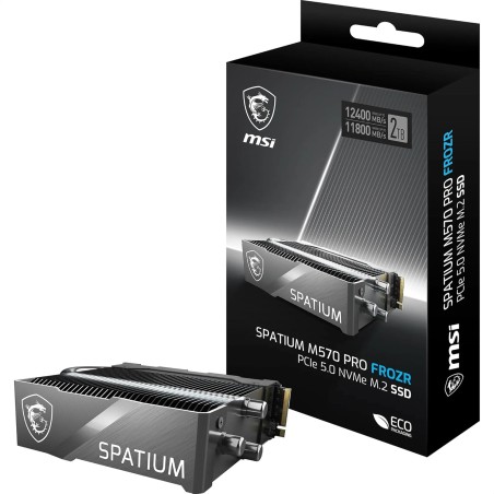 MSI SPATIUM M570 Pro PCIe 5.0 NVMe M.2 2TB FROZR - Disque SSD Interne 2 to avec radiateur, PCIe 5.0 NVMe M.2, Lecture 12400 MB/s