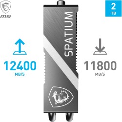 MSI SPATIUM M570 Pro PCIe 5.0 NVMe M.2 2TB FROZR - Disque SSD Interne 2 to avec radiateur, PCIe 5.0 NVMe M.2, Lecture 12400 MB/s