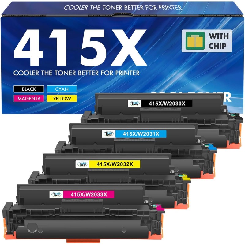 415X 415A Toner: (avec Puce) Compatible pour HP 415X Toner Color LaserJet Pro MFP M479fdw M479fnw M479dw M479fdn M454dw M454dn M