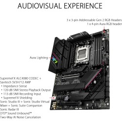 ASUS ROG STRIX B650E-F Gaming Wifi - Carte mère AMD Ryzen AM5 ATX (12 plus 2 phases d'alimentation, DDR5, 3 x M.2, PCIe 5.0, WiF