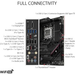 ASUS ROG STRIX B650E-F Gaming Wifi - Carte mère AMD Ryzen AM5 ATX (12 plus 2 phases d'alimentation, DDR5, 3 x M.2, PCIe 5.0, WiF