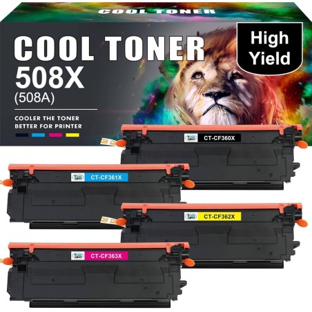Cool Toner Compatible pour 508X 508A CF360X Color LaserJet Enterprise M553 M552 MFP M577 M552dn M553dn M553n M553x CF361X CF362X