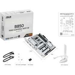 ASUS B850 MAX GAMING WIFI W - Carte mère AMD ATX, 8+2+1 phases d’alimentation, fente DDR5, PCIe 5.0, 3 emplacements M.2, WiFi 6E