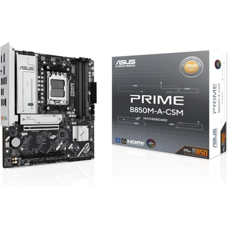 ASUS Prime B850M-A-CSM, Carte mère AMD mATX, Emplacement DDR5, PCIe 5.0 prêt, 3 emplacements M.2, Ethernet Realtek 2,5 Go, Displ