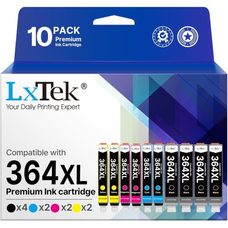 LxTek Compatible Cartouches d'encre Remplacement pour HP 364 364XL pour Photosmart 5510 5520 6510 6520 7510 7520 B109a Deskjet 3