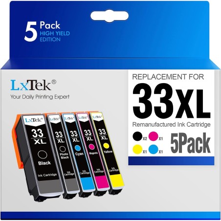 LxTek Compatible Cartouches d'encre Remplacement pour Epson 33 33XL pour Expression Premium XP-540 XP-530 XP-630 XP-640 XP-645 X