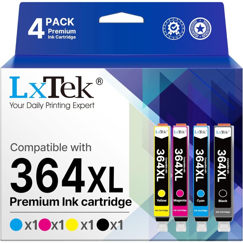 LxTek Cartouches d'encre Compatible pour HP 364 364 XL 364XL pour Photosmart 5520 6520 5510 5515 6510 5512 B110a B109a Deskjet 3