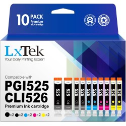 LxTek Compatible Cartouches d'encre Remplacement pour Canon 525 526 pour PIXMA MG5150 MG5350 MG6150 IX6550 MX715 MX885 MX895 IP4