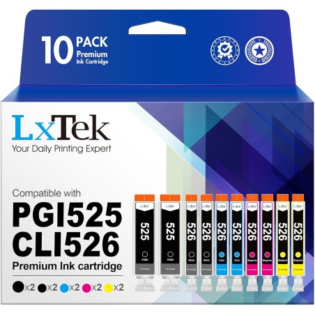 LxTek Compatible Cartouches d'encre Remplacement pour Canon 525 526 pour PIXMA MG5150 MG5350 MG6150 IX6550 MX715 MX885 MX895 IP4
