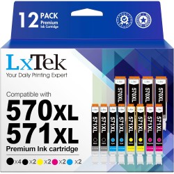 LxTek PGI-570XL CLI-571XL Cartouches d'encre Compatible pour Canon 570 571 XL pour Canon TS5050 pour Pixma MG5750 TS5055 MG5753 