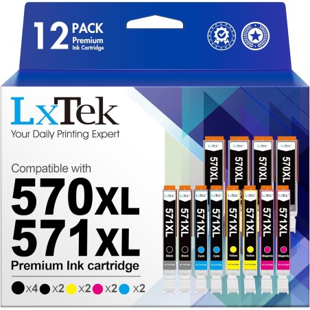 LxTek PGI-570XL CLI-571XL Cartouches d'encre Compatible pour Canon 570 571 XL pour Canon TS5050 pour Pixma MG5750 TS5055 MG5753 