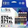LxTek PGI-570XL CLI-571XL Cartouches d'encre Compatible pour Canon 570 571 XL pour Canon TS5050 pour Pixma MG5750 TS5055 MG5753 