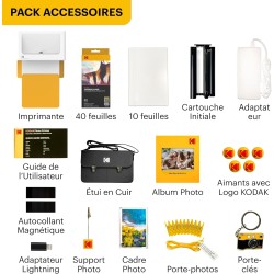 Kodak Dock Plus 4Pass Imprimante Photo (10x15cm) + Pack d'accessoires avec 90 Papier Photo (10 Feuilles Initiales + Paquet de 80