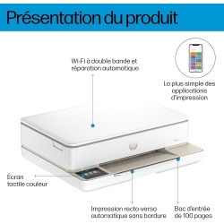HP Envy 6120e, 714L8B, Imprimante Multifonction, Jet d'encre, A4, Couleur, Impression Recto Verso Automatique, Jusqu'à 10 ppm, W
